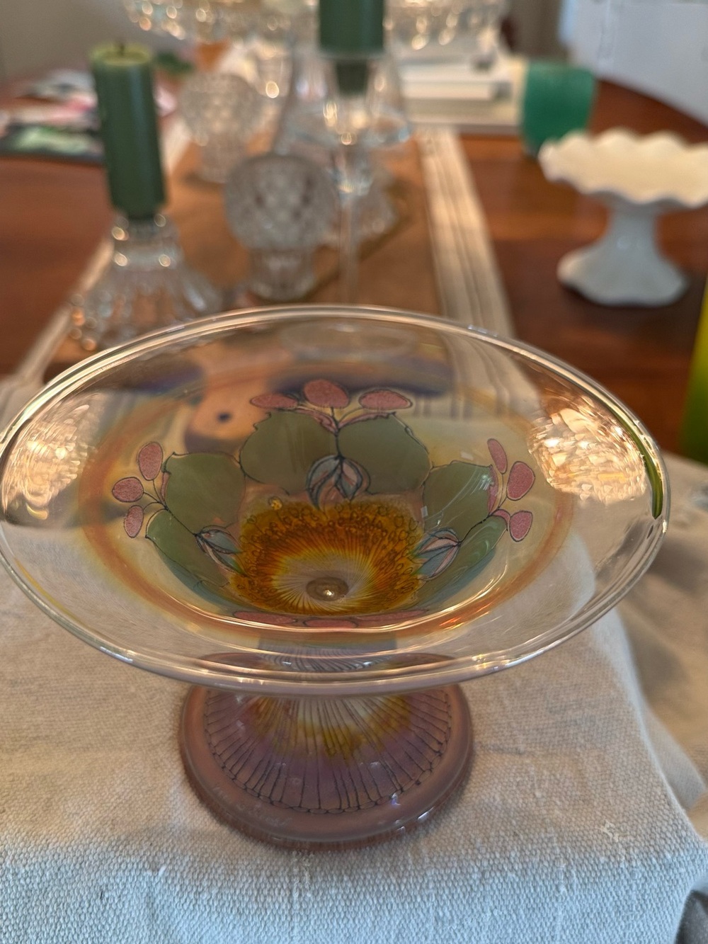 Beautiful Vera Walther Compote - Green and Pink